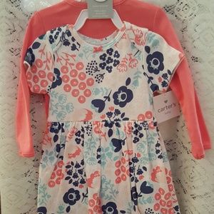 Carters 2 piece floral print onesie dress w/cardi